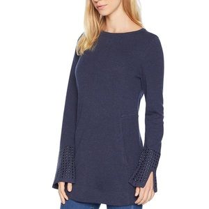 NIC + ZOE GROMMET STUDDED CUFF TOP- BLACK- SIZE PS